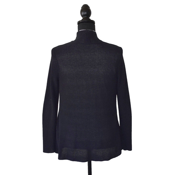A6 Auth EILEEN FISHER Midnight Cotton/Silk Open Front Petite Cardigan Size PS - Picture 3 of 5